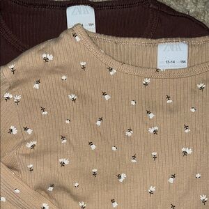 Zara Kids Long Sleeve Tees - Brown and Tan